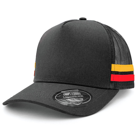 Striped Trucker Caps Black Gold Red